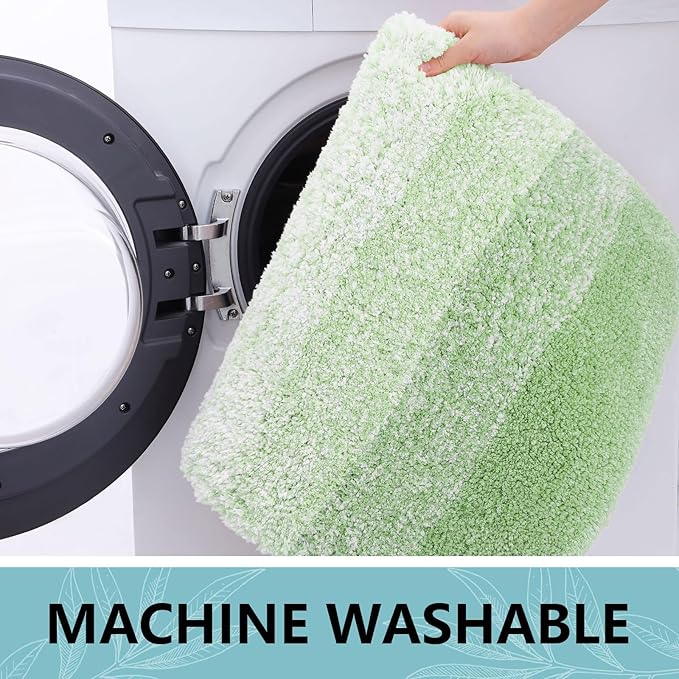 Arotive Microfiber Bathroom Rugs, Shaggy Soft and Absorbent Bath Rug, Non-Slip, Thick Plush Machine Washable Dry Bath Mats for Bathroom, Tub and Shower, 54x24, Sage Green, Rectangular