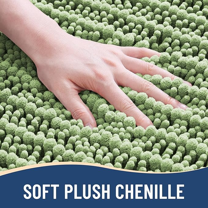 Arotive Luxury Round Chenille Bathroom Rug Mat, Extra Soft Thick Absorbent Shaggy Bath Rugs, Non-Slip Machine Wash Dry Plush Bath Mats for Bathroom, Shower and Tub, 24x24, Sage Green