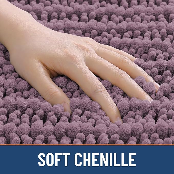 Smiry Bathroom Rugs Mat 36x24, Extra Soft Absorbent Chenille Bath Rugs, Non Slip Rubber Backing Machine Washable Quick Dry Bath Mats for Bathroom Floor, Tub, Shower, Home Decor Accessories, Deep Plum
