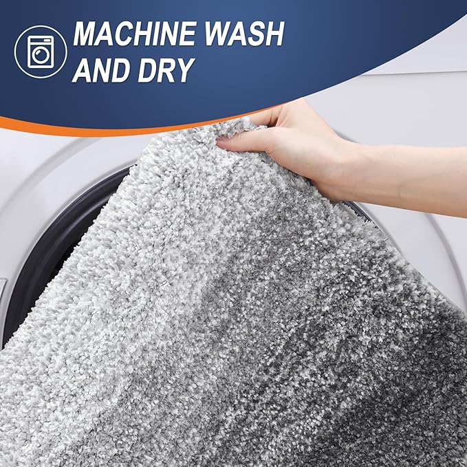 OLANLY Bathroom Runner Rugs 45x27, Extra Soft Absorbent Microfiber Bath Rugs, Rubber Backing, Quick Dry, Machine Washable Bath Mats for Bathroom Floor, Tub and Shower, Home Decor Accessories, Grey