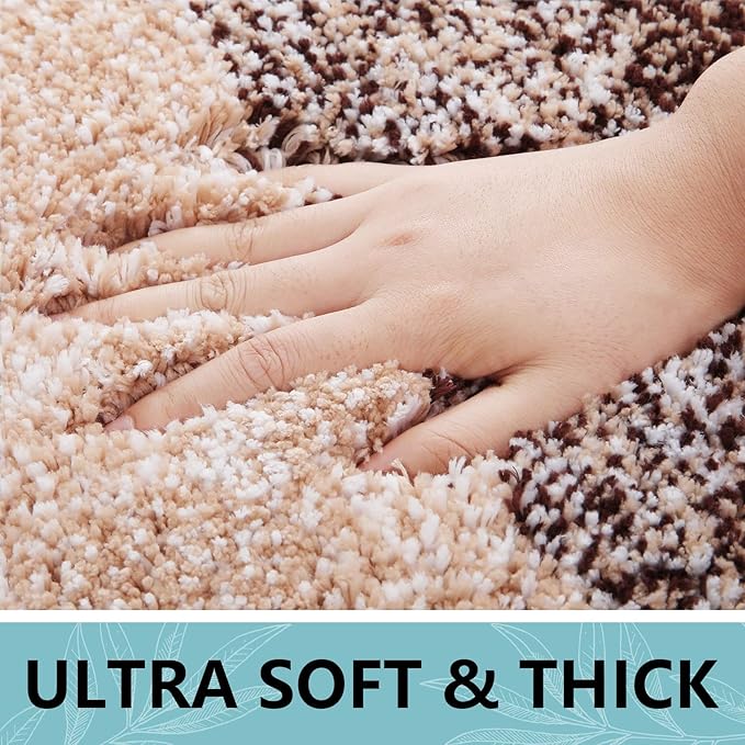 Arotive Microfiber Bathroom Rugs, Shaggy Soft and Absorbent Bath Rug, Non-Slip, Thick Plush Machine Washable Dry Bath Mats for Bathroom, Tub and Shower, 59x20, Brown, Rectangular