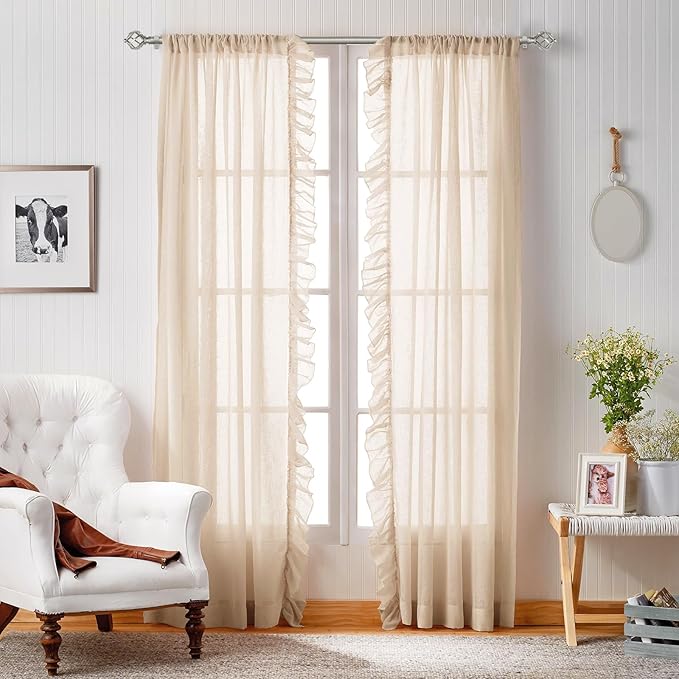 KAMANINA 2 Pack Curtain Rods 32 to 86 Inches (2.6-7.1ft), 3/4 Inch Curtain Rods for Windows Splicing Adjustable Single Drapery Rod with Twisted Cage Finial, for Indoor and Outdoor, Antique Silver