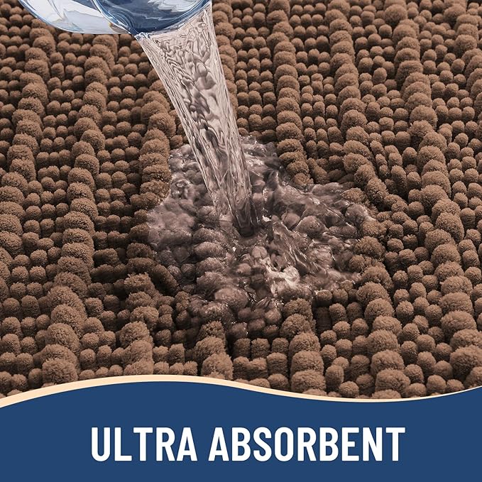 Arotive Luxury Chenille Bathroom Rug Mat, Extra Soft Thick Absorbent Shaggy Bath Rugs, Non-Slip Machine Wash Dry, Plush Bath Mats for Bathroom, Shower and Tub, 36x24, Mocha