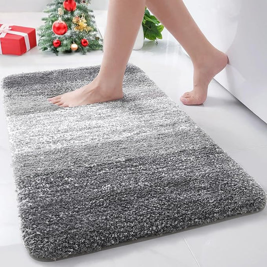 Arotive Microfiber Bathroom Rugs, Shaggy Soft and Absorbent Bath Rug, Non-Slip, Thick Plush Machine Washable Dry Bath Mats for Bathroom, Tub and Shower, 30x17, Grey, Rectangular