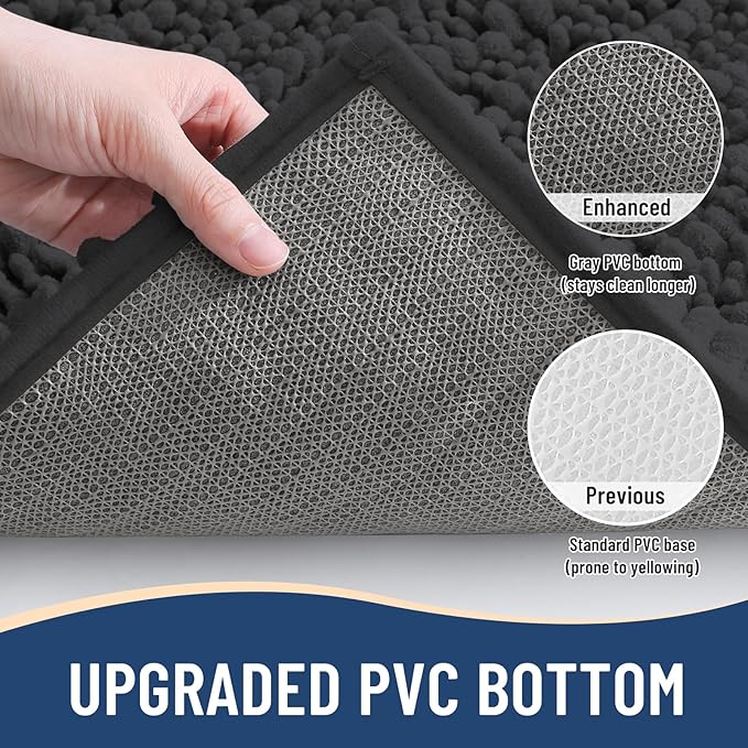 Arotive Luxury Round Chenille Bathroom Rug Mat, Extra Soft Thick Absorbent Shaggy Bath Rugs, Non-Slip Machine Wash Dry Plush Bath Mats for Bathroom, Shower and Tub, 24x24, Dark Grey