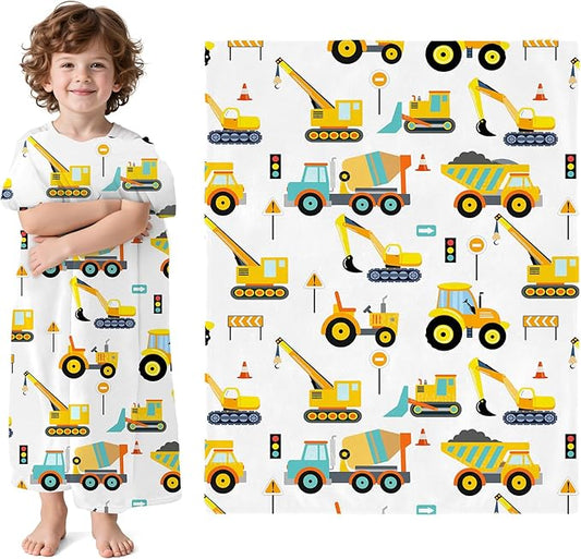 Wajade Kids Fleece Construction Truck Blanket for Boys Soft Throw Blanket with Trucks Car Print Birthday Christmas for Toddler Kids 60"x80"
