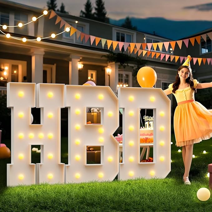 iMPRSV 4FT Light Up Letters - Large Marquee Letters Kit for Birthday Party, Wedding Decorations & Arch