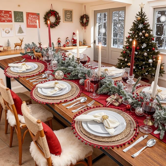 KIRE 100PCS Silver Plastic Plates - Heavy Duty White Disposable Plates with Silver Rim for Party/Wedding - Include 50Pcs 10.25inch Dinner Plates and 50Pcs 7.5inch Dessert Plates for Christmas