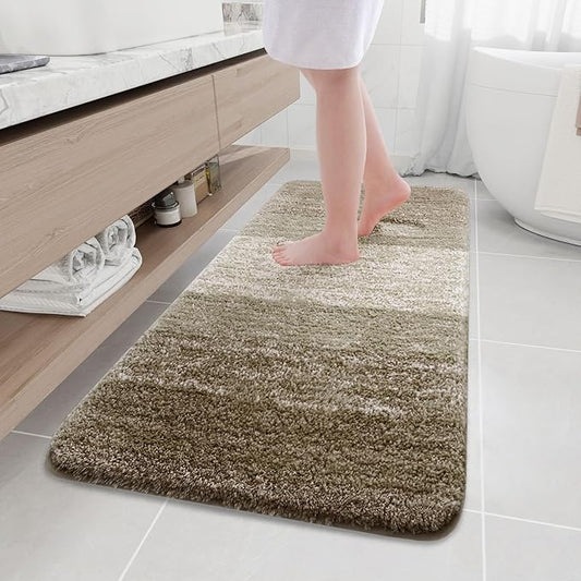 Arotive Microfiber Bathroom Rugs, Shaggy Soft and Absorbent Bath Rug, Non-Slip, Thick Plush Machine Washable Dry Bath Mats for Bathroom, Tub and Shower, 59x24, Coffee, Rectangular