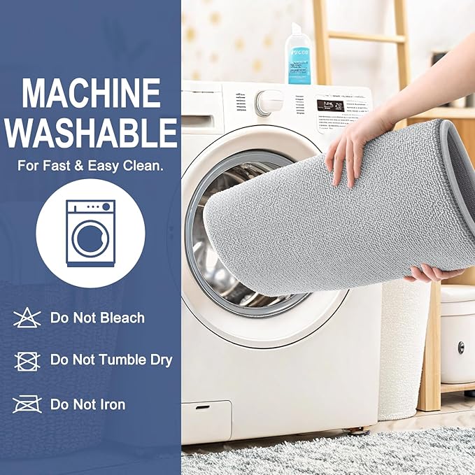 OLANLY Thick Memory Foam Bath Mat Rug 59x20, Extra Soft Absorbent Bathroom Rug, Quick Dry Bath Mats, Non-Slip, Machine Washable Carpet for Bathroom, Tub and Shower, Home Decor Accessories, Light Grey