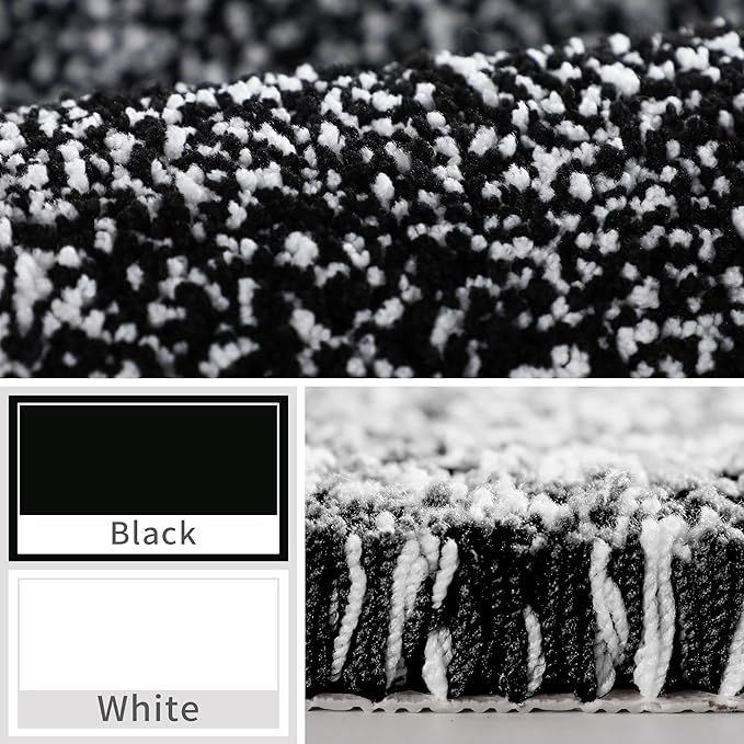 Yimobra Large Bathroom Rugs Non Slip Washable, Soft Absorbent Microfiber Bath Mat,Dual-Tone Decor Rug with Rubber Backing for Bathroom Floor,Tub and Shower,36x24,Home Essentials,Black and White