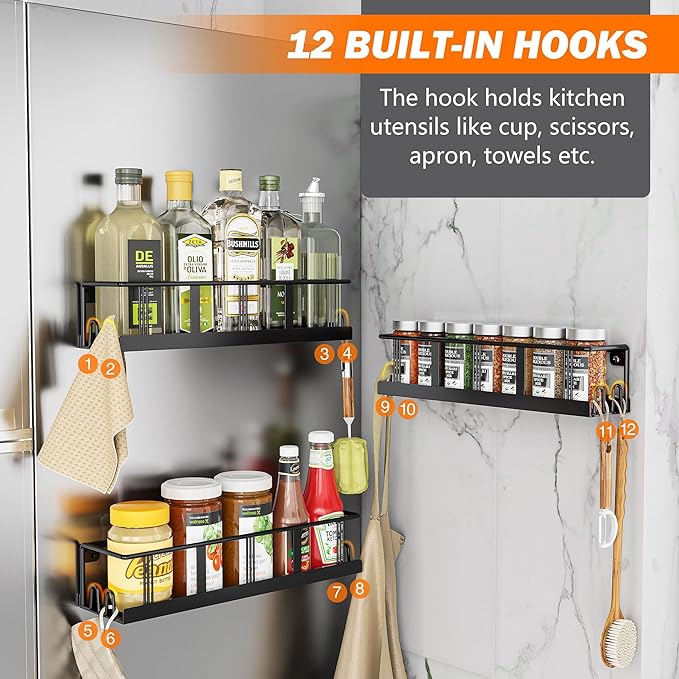 Wall Mounted Spice Rack Organizer (2 Pack) – Space Saving Kitchen Storage