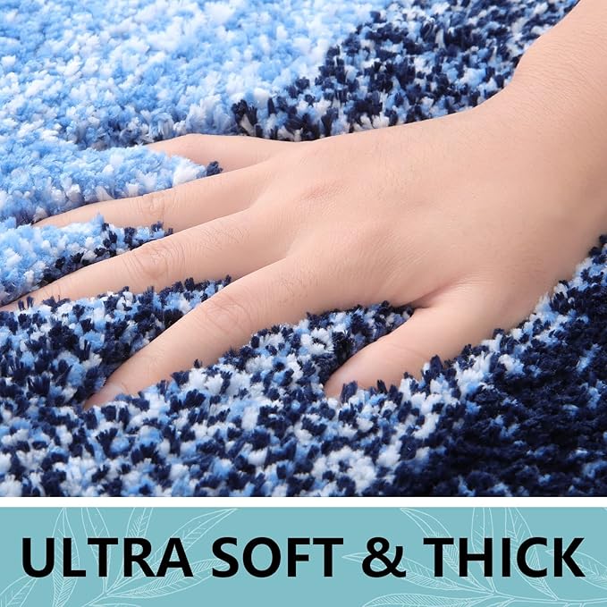 Arotive Microfiber Bathroom Rugs, Shaggy Soft and Absorbent Bath Rug, Non-Slip, Thick Plush Machine Washable Dry Bath Mats for Bathroom, Tub and Shower, 34x21, Blue, Rectangular