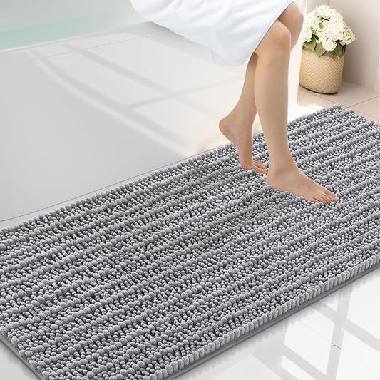 Smiry Bathroom Rugs Mat 59x24, Extra Soft Absorbent Chenille Bath Rugs, Non Slip Rubber Backing Machine Washable Quick Dry Bath Mats for Bathroom Floor, Tub, Shower, Home Decor Accessories, Grey