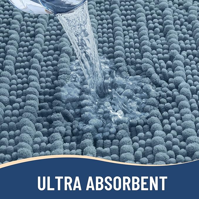 Arotive Luxury Chenille Bathroom Rug Mat, Extra Soft Thick Absorbent Shaggy Bath Rugs, Non-Slip Machine Wash Dry, Plush Bath Mats for Bathroom, Shower and Tub, 36x24, Smoky Gray