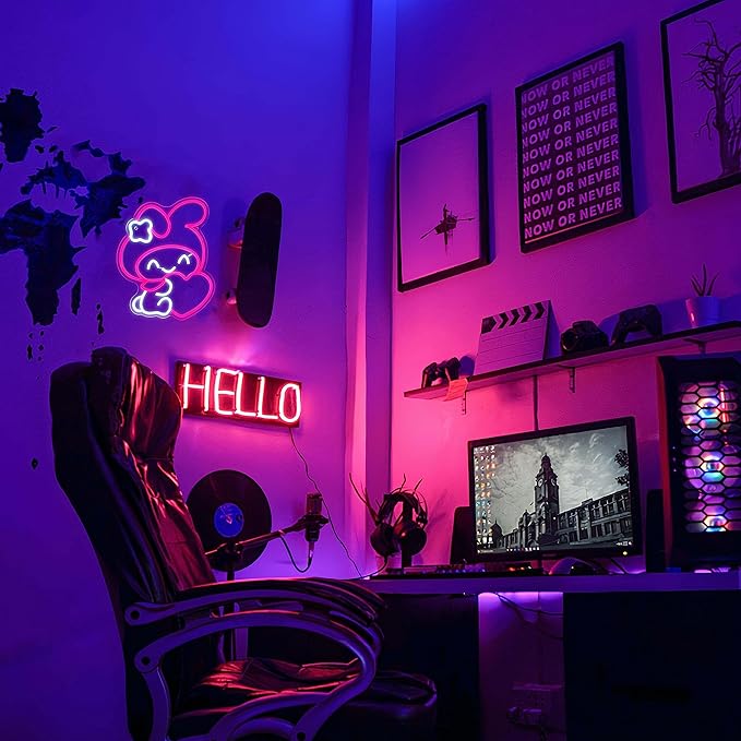 Melody Neon Sign Anime Neon Sign for Wall Decor Janpanese Neon Light for Bedroom Wall Decor Game Room Decor Livingroom Decor for Kids, Anime Gifts for Teens