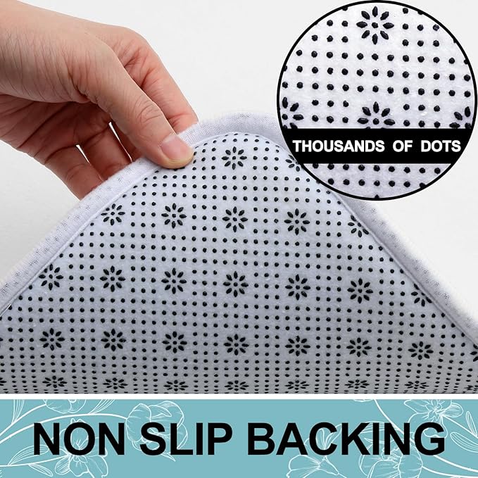 Smiry Memory Foam Bath Mat 47x32, Extra Soft and Absorbent Bathroom Mats, Non Slip Washable Carpet for Floor, Shower and Tub, White