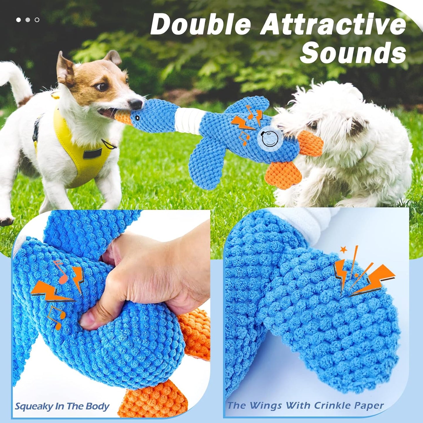 Interactive Plush Goose Dog Toy – Crinkle & Squeaky Chew Toy
