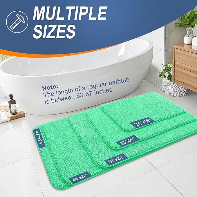 OLANLY Thick Memory Foam Bath Mat Rug 44x24, Extra Soft Absorbent Bathroom Rug, Quick Dry Bath Mats, Non-Slip, Machine Washable Carpet for Bathroom, Tub and Shower, Home Decor Accessories, Mint Green