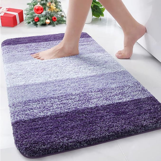Arotive Microfiber Bathroom Rugs, Shaggy Soft and Absorbent Bath Rug, Non-Slip, Thick Plush Machine Washable Dry Bath Mats for Bathroom, Tub and Shower, 34x21, Dark Purple, Rectangular