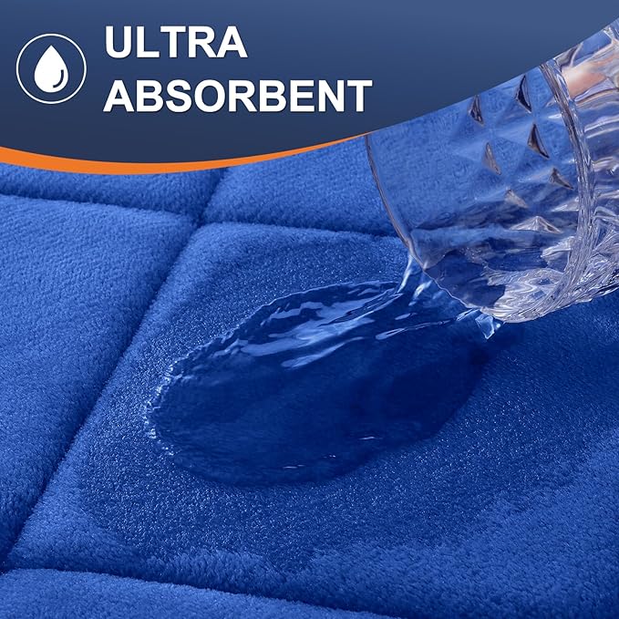 OLANLY Memory Foam Bath Mat 44x24, Ultra Soft and Absorbent Bathroom Rugs, Machine Washable, Comfortable Bath Carpet for Bathroom Floor, Tub and Shower, Royal Blue