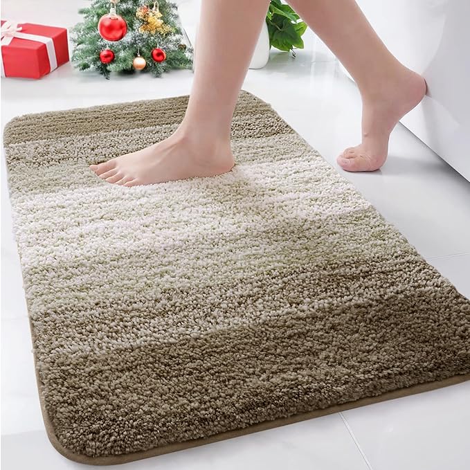 Arotive Microfiber Bathroom Rugs, Shaggy Soft and Absorbent Bath Rug, Non-Slip, Thick Plush Machine Washable Dry Bath Mats for Bathroom, Tub and Shower, 34x21, Coffee, Rectangular
