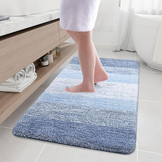 Arotive Microfiber Bathroom Rugs, Shaggy Soft and Absorbent Bath Rug, Non-Slip, Thick Plush Machine Washable Dry Bath Mats for Bathroom, Tub and Shower, 50x30, Light Blue, Rectangular