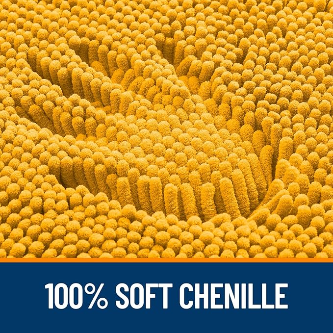 OLANLY Bathroom Rugs 36x24, Extra Soft Absorbent Chenille Bath Rugs, Rubber Backing Quick Dry, Machine Washable Bath Mats for Bathroom Floor, Tub and Shower, Home Decor Accessories, Golden Yellow