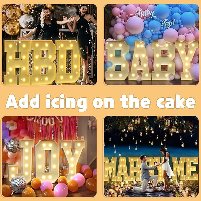 imprsv 3FT Block Marquee Letters, Light Up Letters for Birthday Baby Shower Party Backdrop Decor, Large Light Up Y for Wedding Decorations Engagement Party Decorations