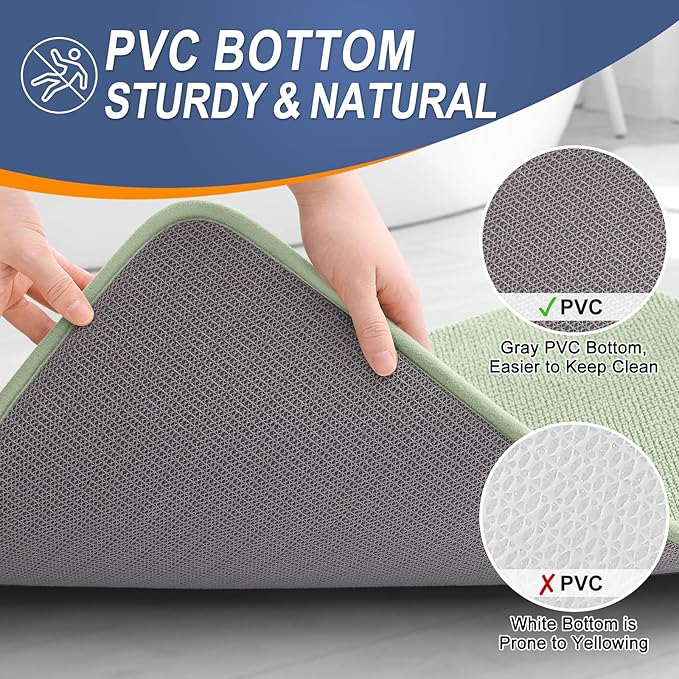 OLANLY Thick Memory Foam Bath Mat Rug 36x24, Extra Soft Absorbent Bathroom Rug, Quick Dry Bath Mats, Non-Slip, Machine Washable Carpet for Bathroom, Tub and Shower, Home Decor Accessories, Sage Green