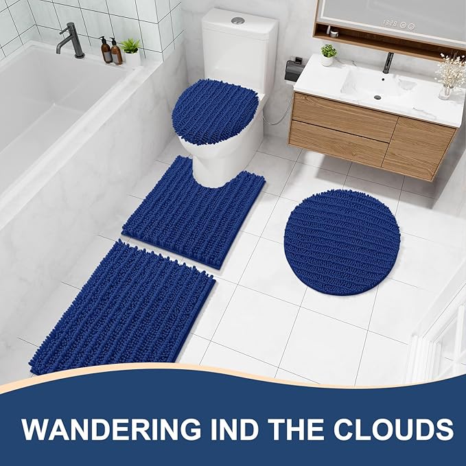 Arotive Luxury Chenille Bathroom Rug Mat, Extra Soft Thick Absorbent Shaggy Bath Rugs, Non-Slip Machine Wash Dry, Plush Bath Mats for Bathroom, Shower and Tub, 36x24, Royal Blue
