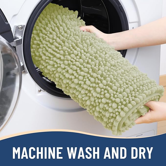 Arotive Luxury Chenille Bathroom Rug Mat, Extra Soft Thick Absorbent Shaggy Bath Rugs, Non-Slip Machine Wash Dry, Plush Bath Mats for Bathroom, Shower and Tub, 36x24, Vanilla