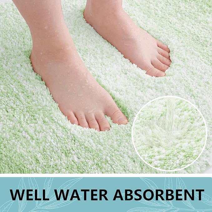 Arotive Microfiber Bathroom Rugs, Shaggy Soft and Absorbent Bath Rug, Non-Slip, Thick Plush Machine Washable Dry Bath Mats for Bathroom, Tub and Shower, 59x24, Sage Green, Rectangular