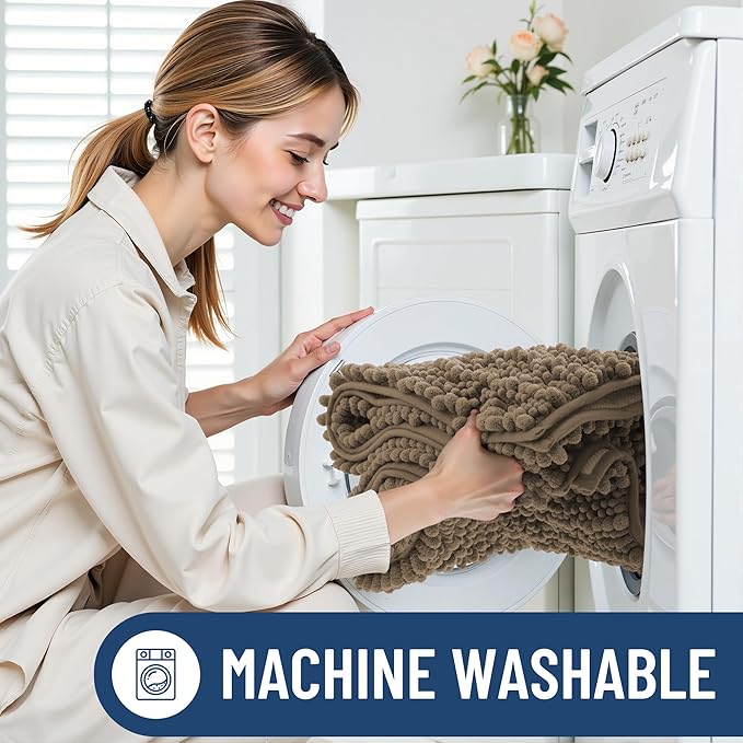 Smiry Bathroom Rugs Mat 48x32, Extra Soft Absorbent Chenille Bath Rugs, Non Slip Rubber Backing Machine Washable Quick Dry Bath Mats for Bathroom Floor, Tub, Shower, Home Decor Accessories, Camel