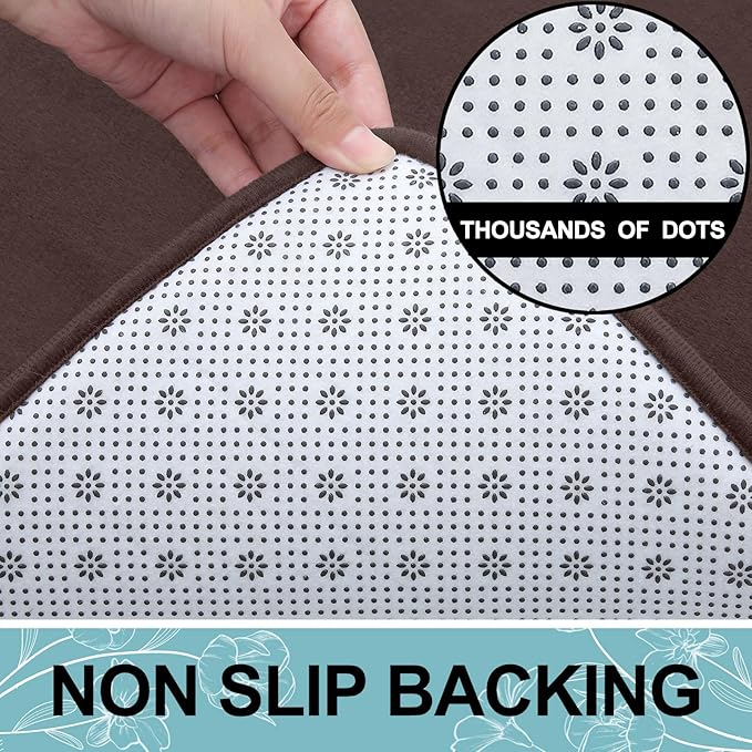 Smiry Memory Foam Bath Mat 70x24, Extra Soft and Absorbent Bathroom Mats, Non Slip Washable Carpet for Floor, Shower and Tub, Brown