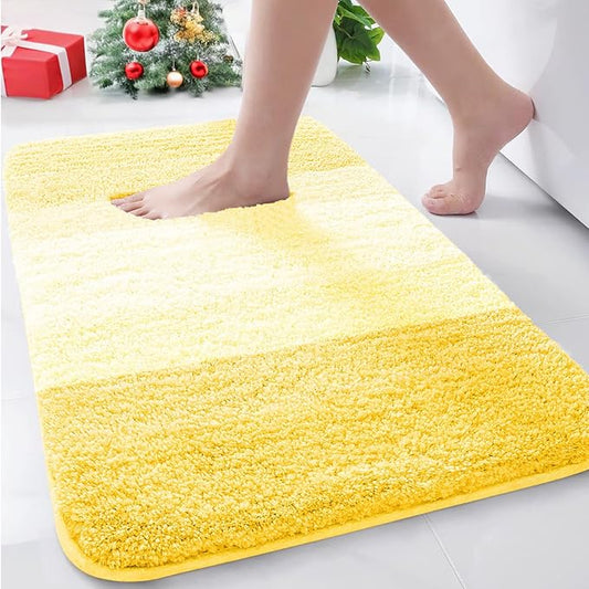Arotive Microfiber Bathroom Rugs, Shaggy Soft and Absorbent Bath Rug, Non-Slip, Thick Plush Machine Washable Dry Bath Mats for Bathroom, Tub and Shower, 30x20, Yellow, Rectangular