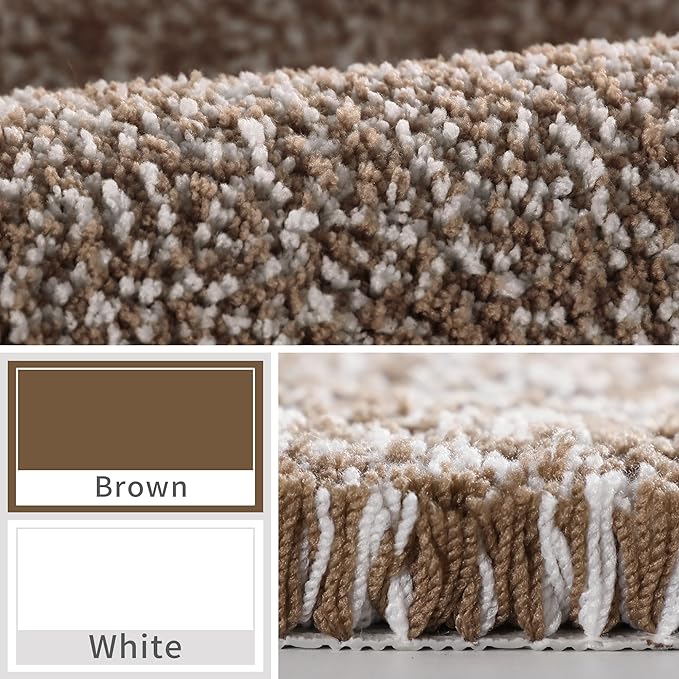 Yimobra Large Bathroom Rugs Non Slip Washable, Soft Absorbent Microfiber Bath Mat,Dual-Tone Decor Rug with Rubber Backing for Bathroom Floor,Tub and Shower,36x24,Home Essentials,Brown and White