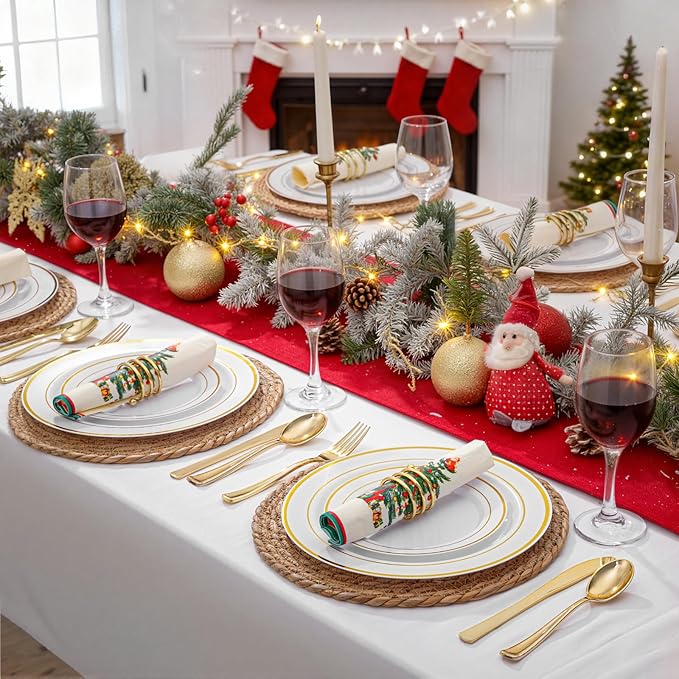 WDF 160 Piece Gold Plastic Silverware - Heavy Duty Gold Silverware Includes 80 Forks, 40 Spoons, 40 Knives, Plastic Utensils Perfect for Wedding, Christmas Party