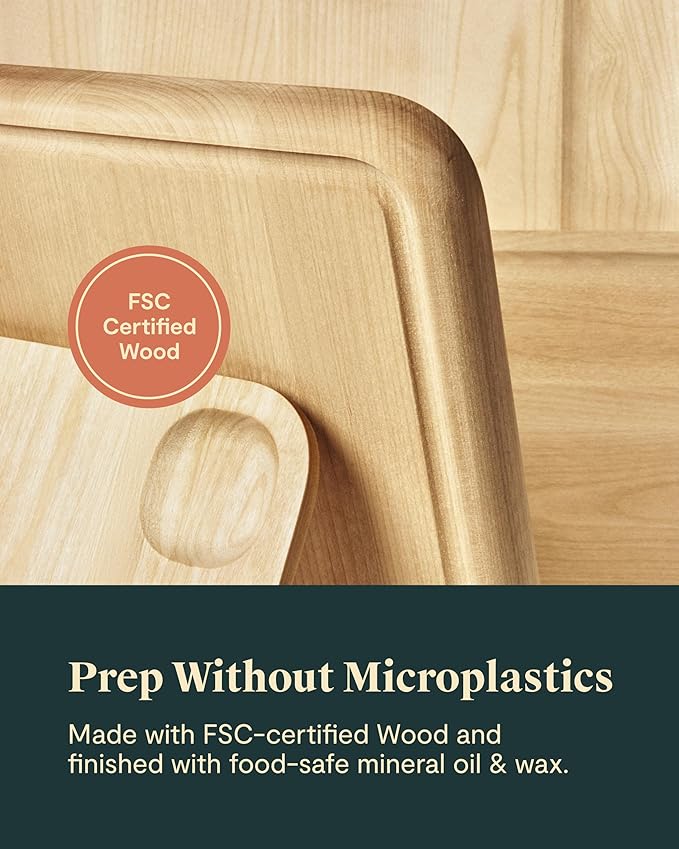 Caraway Cutting Board - Small (10 x 7”) - Double Sided Wood Cutting Board - Made From FSC-Certified Birch Wood - Food-Safe Mineral Oil & Wax Finish