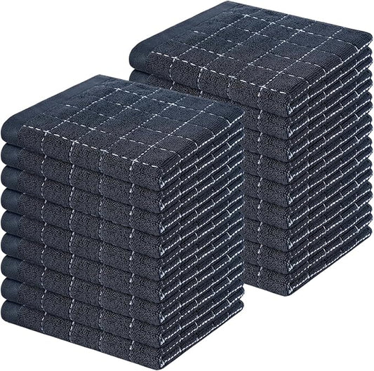 Homaxy 100% Cotton Terry Kitchen Dish Cloths, Ultra Soft and Absorbent Dish Towels for Kitchen, Suitable for Drying and Washing Dishes, 18 Pack, 12 x 12 Inches, Dark Grey