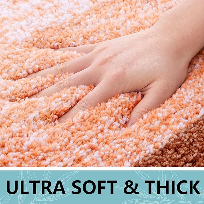 Arotive Microfiber Bathroom Rugs, Shaggy Soft and Absorbent Bath Rug, Non-Slip, Thick Plush Machine Washable Dry Bath Mats for Bathroom, Tub and Shower, 30x20, Orange, Rectangular