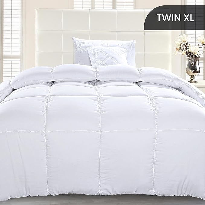 Utopia Bedding Comforter Duvet Insert, Quilted Comforter with Corner Tabs, Box Stitched Down Alternative Comforters Twin XL Size (White)