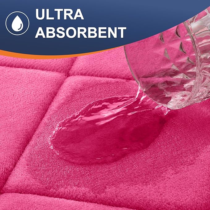 OLANLY Memory Foam Bath Mat 59x20, Ultra Soft and Absorbent Bathroom Rugs, Machine Washable, Comfortable Bath Carpet for Bathroom Floor, Tub and Shower, Deep Pink