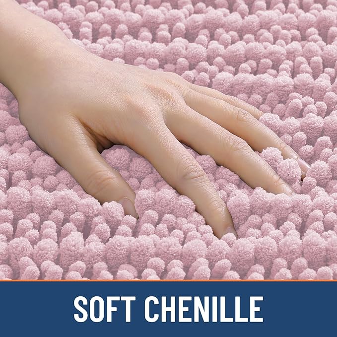 Smiry Bathroom Rugs Mat 30x20, Extra Soft Absorbent Chenille Bath Rugs, Non Slip Rubber Backing Machine Washable Quick Dry Bath Mats for Bathroom Floor, Tub, Shower, Home Decor Accessories, Dusty Rose