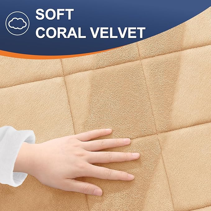 OLANLY Memory Foam Bath Mat 59x24, Ultra Soft and Absorbent Bathroom Rugs, Machine Washable, Comfortable Bath Carpet for Bathroom Floor, Tub and Shower, Beige