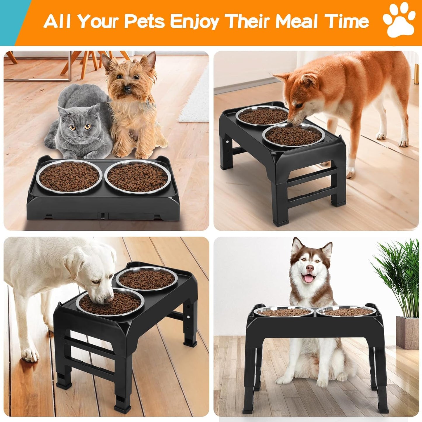 Adjustable Elevated Dog Bowl Stand – Ergonomic & Non-Slip Feeder