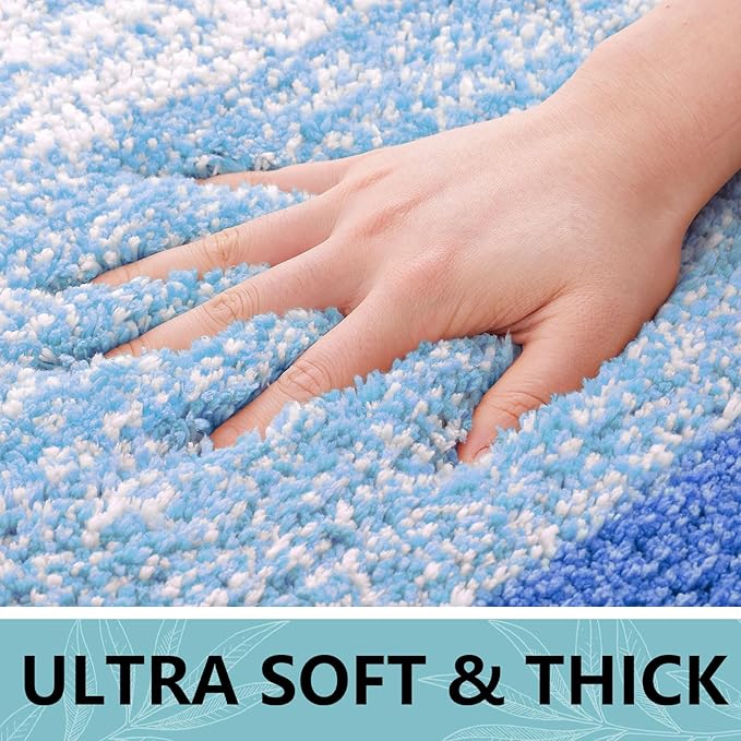 Arotive Microfiber Bathroom Rugs, Shaggy Soft and Absorbent Bath Rug, Non-Slip, Thick Plush Machine Washable Dry Bath Mats for Bathroom, Tub and Shower, 36x24, Light Royal Blue, Rectangular