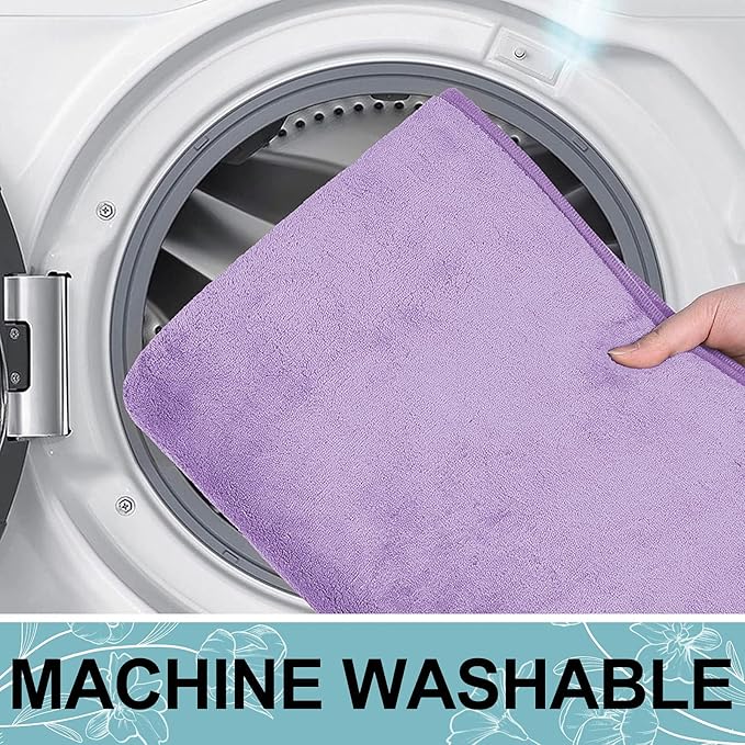 Smiry Memory Foam Bath Mat 47x17, Extra Soft and Absorbent Bathroom Mats, Non Slip Washable Carpet for Floor, Shower and Tub, Purple