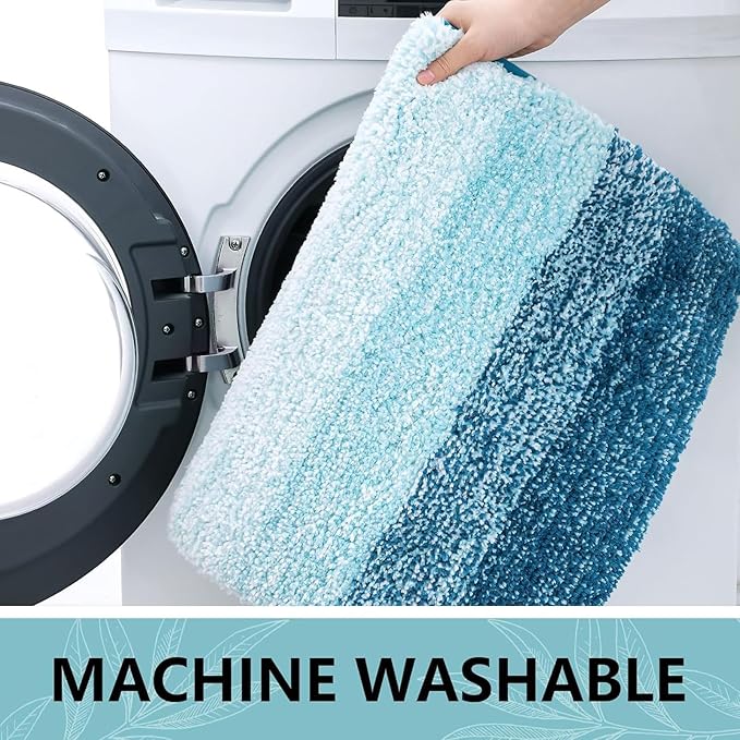 Arotive Microfiber Bathroom Rugs, Shaggy Soft and Absorbent Bath Rug, Non-Slip, Thick Plush Machine Washable Dry Bath Mats for Bathroom, Tub and Shower, 34x21, Peacock Blue, Rectangular