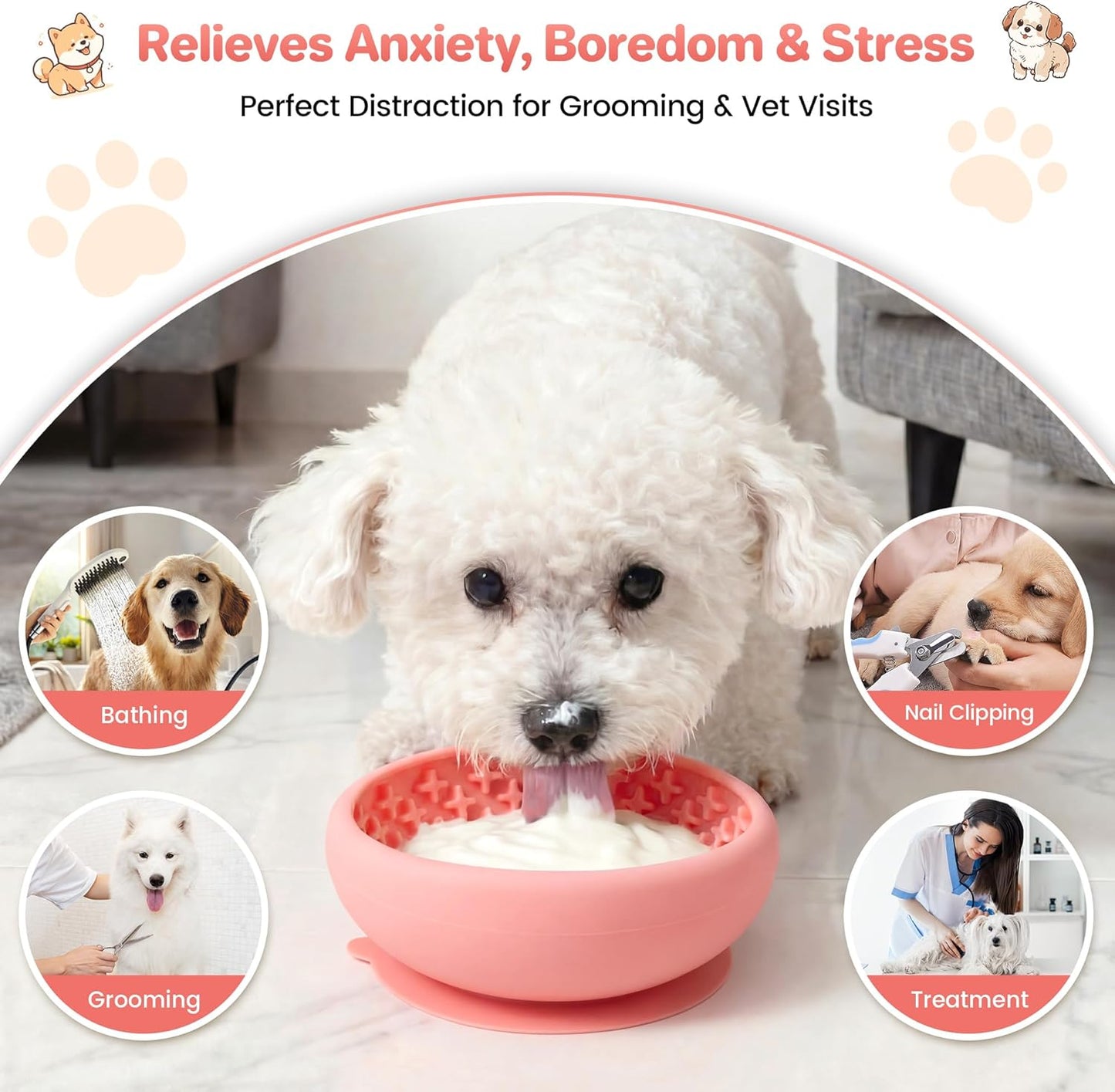Silicone Slow Feeder Lick Bowl with Suction Base